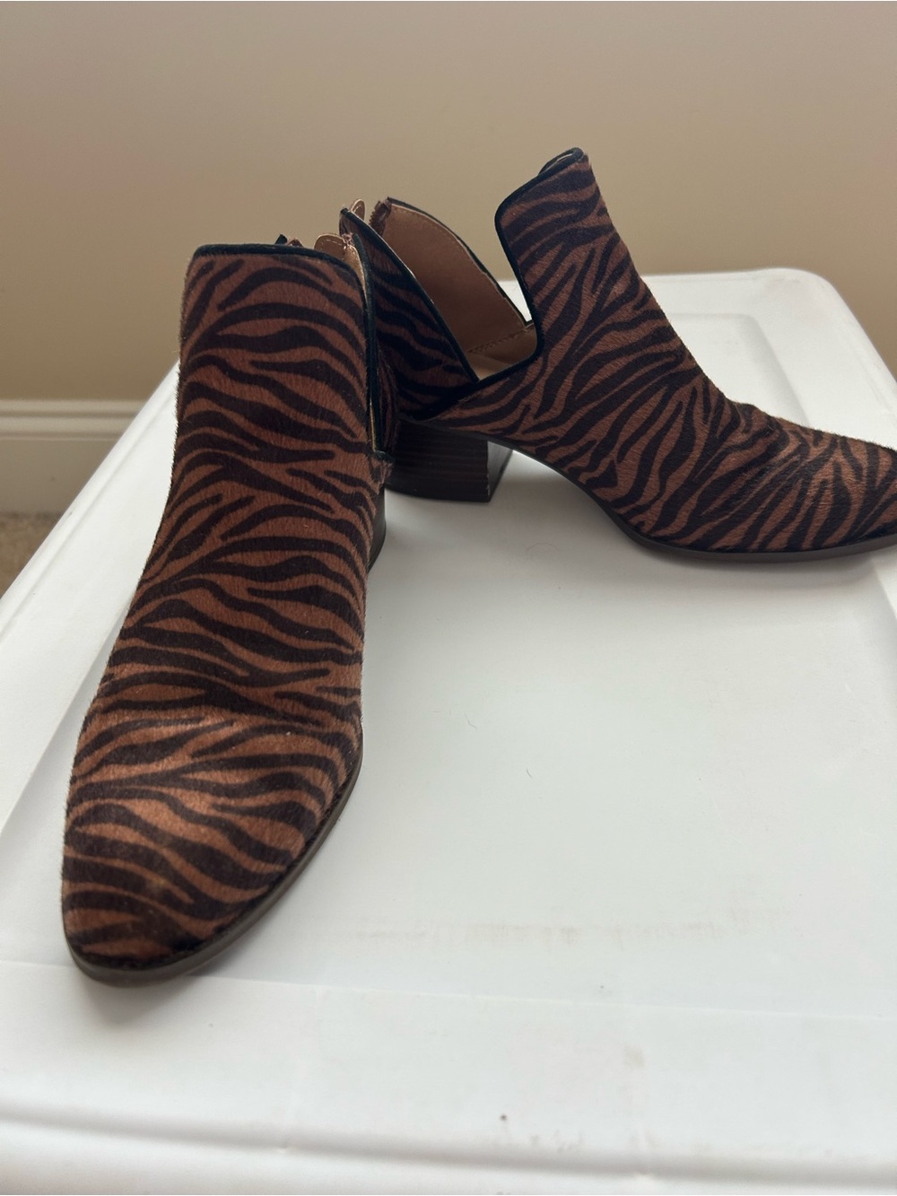 Women’s Tiger Print Ankle Booties in Brown